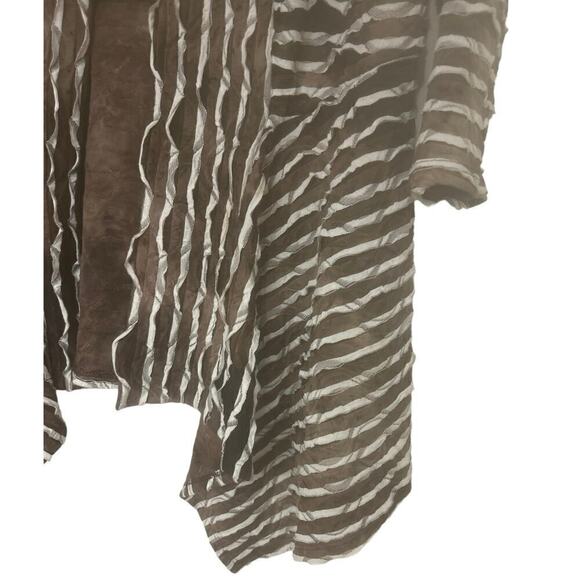 FRANK LYMAN DESIGN Brown and White Striped Textured Open Front Cardigan Size 10 - Picture 5 of 9